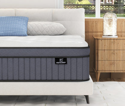 California King Mattress, Upgrade Strengthen 12 Inch Firm Hybrid Cal King Mattress in a Box, Mattress King Size With Memory Foam and Independent Pocket Springs, Strong Edge Support, Release Pressure