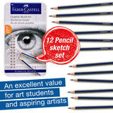 Faber-Castell Graphite Pencils Drawing Set: 12 Art Pencils for Sketching (4H, 3H, 2H, H, F, HB, B, 2B, 3B, 4B, 5B, and 6B), Shading Pencils for Drawing and Sketching, Graphite Pencil Kit Faber-Castell
