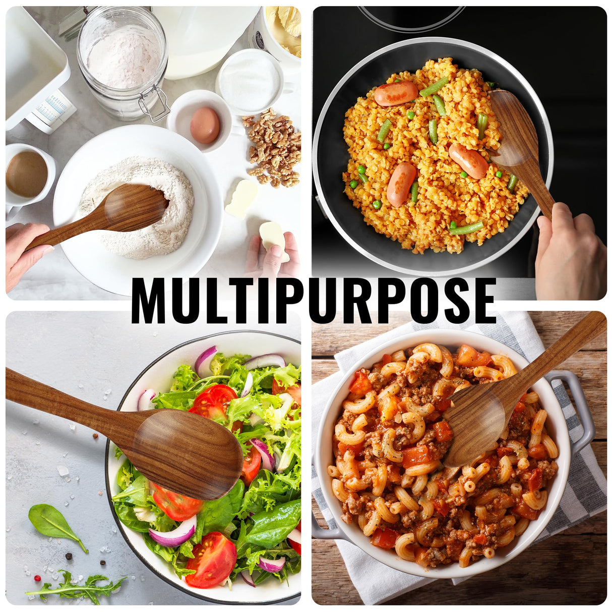 Zulay Kitchen Premium Large Teak Wooden Spoon For Cooking - Durable Wooden Cooking Utensil, Perfect Wooden Kitchen Utensil Set Addition, Smooth Finish Natural Teak Spoon, Non-Stick Wooden Spoon Zulay Kitchen