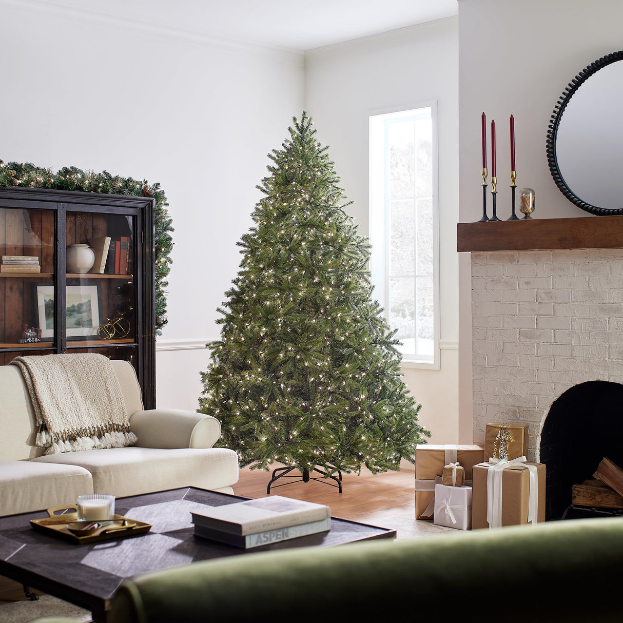 National Tree Company 'Feel Real' Pre-lit Artificial Christmas Tree Includes Pre-strung White Lights Jersey Fraser Fir - 7.5 ft National Tree Company