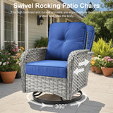 OOBOLT Outdoor Patio Furniture Sets,9 PCS Patio Conversation Set Outside Rattan Sectional Sofa with 42 in Fire Pit Table Wicker Rocking Chair Coffee Table Fit Backyard Porch Garden Poolside Balcony OOBOLT