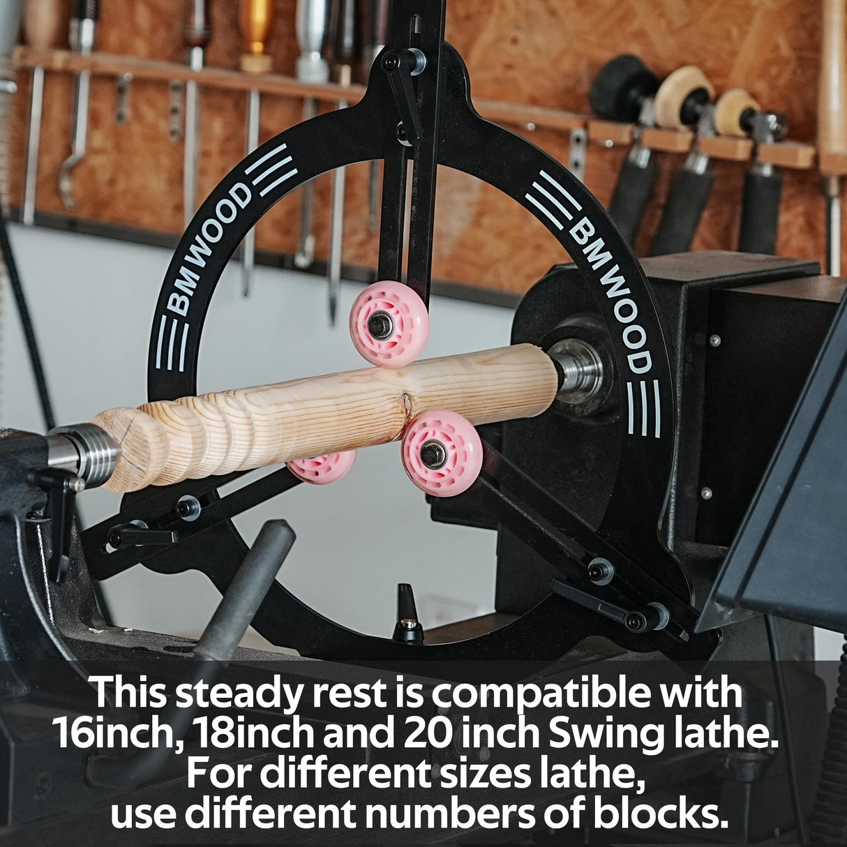 Woodturning Steady Rest MC-FS9 for 16inch,18inch and 20inch Swing Size Lathe for Spindle Woodturning. BMWOOD