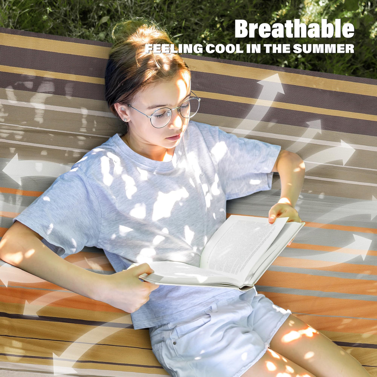 Patio Watcher 13 FT Quick Dry Textilene Hammock - Outdoor Double Hammock - Heavy Duty for Outside - 450 lbs Capacity - Coffee Patio Watcher