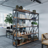 5 Tier Bookshelves with LED Plant Grow Lights, Convertible Corner Bookshelf with Baffles, 70" Tall Industrial Bookcase, Display Shelf, Wood Shelves with Metal Frame for Living Room Bedroom Home Office CHIESMA