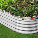 Land Guard 4×2×1.5ft Galvanized Raised Garden Bed Kit, Galvanized Planter Garden Boxes Outdoor, Oval Large Metal Raised Garden Bed for Vegetables……… (Classic Silver Land Guard