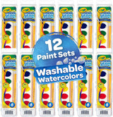 Crayola Washable Watercolor Paint Sets for Kids (12ct), Bulk Arts & Crafts Supplies, 8 Paint Colors, Brush Included, Easter Basket Stuffers & Gifts Crayola