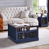 Square Coffee Table Farmhouse Coffee Tables for Living Room, Coffee Table with Storage, Blue Coffee Table with Hidden Compartment, Rustic Center Table with Lift-up Top LIDYUK