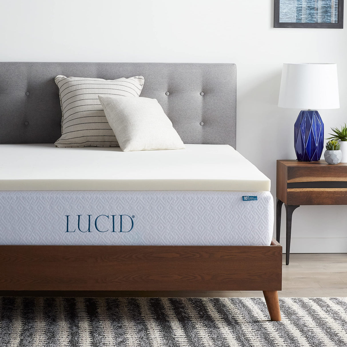 LUCID 2 Inch Traditional Foam Mattress Topper - Hypoallergenic - Ventilated - Conforming Support - Full LUCID