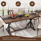 Hlivelood 71 Inch Dining Table for 6 People, Rectangular Kitchen Farmhouse Table W/Thickness Waterproof Wood Tabletop,Long Dining Room Tables W/Wood Strip Base for Kitchen Living Room(BR) Hlivelood