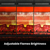 LGHM 44" Electric Fireplace with Mantel, Portable Freestanding Wood Stove Heater, Realistic 3D Dancing Flame Effect and Stacked Stone Surround, Remote Control Timer for Living Room, Bedroom LGHM