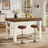 Tribesigns Home Bar Table Unit with Storage Shelves, 55.1-Inch Farmhouse Counter Height Bar Cabinet for Kitchen Dining Room Tribesigns