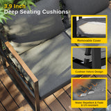 EAST OAK Patio Furniture Set, 4-Piece Outdoor Patio Set with Sofa, Removable & Washable Deep Seating Cushion, Tempered Glass Table, Outside Patio Conversation Sets, Dark Gray & Black EAST OAK