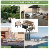 ASJMR Patio Furniture Set,8 Pieces Modern Outdoor Conversation Set w/43in Gas Fire Pit Table, Outdoor Metal Sectional Sofa with 55000 BTU Propane Fire Pit. ASJMR