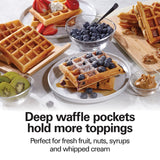Hamilton Beach Non-Stick Belgian Waffle Maker with Indicator Lights, Makes 4 4" x 5" Mini Waffles, Hashbrowns or Keto Chaffles at Once, Compact Design for Easy Storage, Black & Stainless Steel (26020) Hamilton Beach