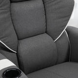 HOMCOM Manual Recliner, Swivel Lounge Armchair with Footrest and Two Cup Holders for Living Room, Black HOMCOM