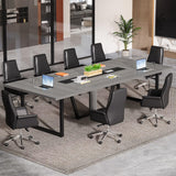 Tribesigns 8FT Large Conference Table for 10 People, Industrial 94.5-Inch Meeting Table with Two Grommets, Rectangular Podcast Training Table for Home Office, Studio, Business, 2 PCS Tribesigns