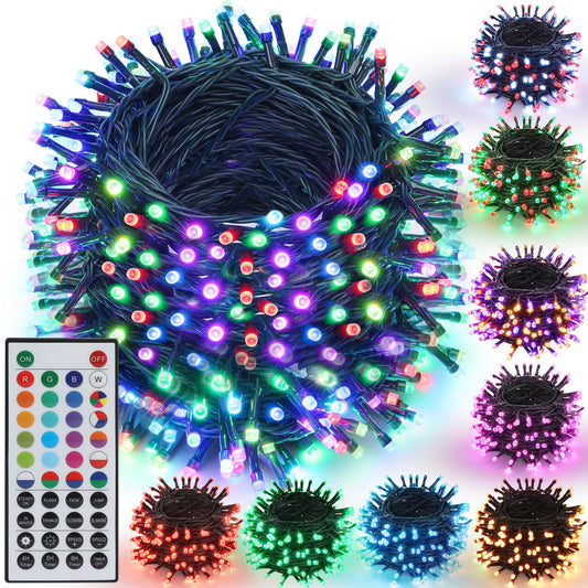 Joomer Color Changing Christmas String Lights,164FT 500 LED RGB LED String Lights Outdoor Fairy Twinkle Tree Lights with Remote Timer Plug in for Room Indoor Wedding Party Christmas Decorations