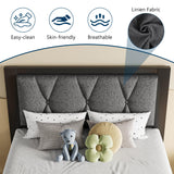 GalnFu Twin Metal Bed Frames, Upholstered Platform Bed Frame with Linen Button Tufted Headboard, No Box Spring Needed, Easy Assembly, Dark Grey GalnFu