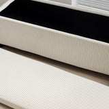 HOMCOM 44 Inches Storage Ottoman Bench, Foot Rest with Removable Lid, Legs, End of Bed Bench, Corduroy Storage Chest, Padded Seat, for Living Room, Bedroom, Entryway, Beige HOMCOM