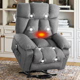 jonpony Power Lift Recliner Chair for Elderly, Lift Chair with Massage and Heat for Living Room, Fabric Electric Recliner Chairs with Side Pockets, USB Charge Port,Grey jonpony