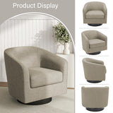 Pia Ricco Swivel Barrel Accent Chairs Set of 2, 360° Swivel Round Sofa Chair, Comfy Upholstered Fabric Single Sofa Club Armchair for Living Room/Reading Room/Bedroom, Light Brown Pia Ricco