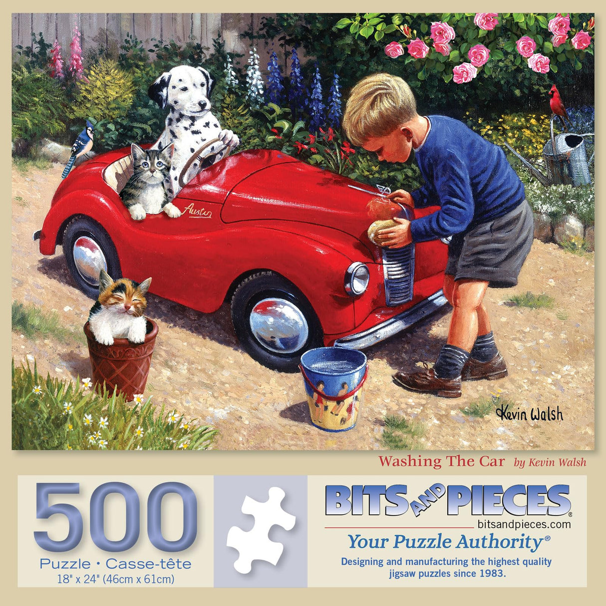 Bits and Pieces - 500 Piece Jigsaw Puzzle for Adults - 18" x 24" - Washing The Car - 500 pc Nostalgic Childhood Jigsaw by Kevin Walsh Bits and Pieces