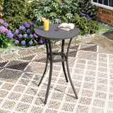 DIFY Patio Bar Height Table, Grey 28" Round Outdoor Pub Table with 1.57" Umbrella Hole for Bistro, Garden, Poolside and Balcony DIFY