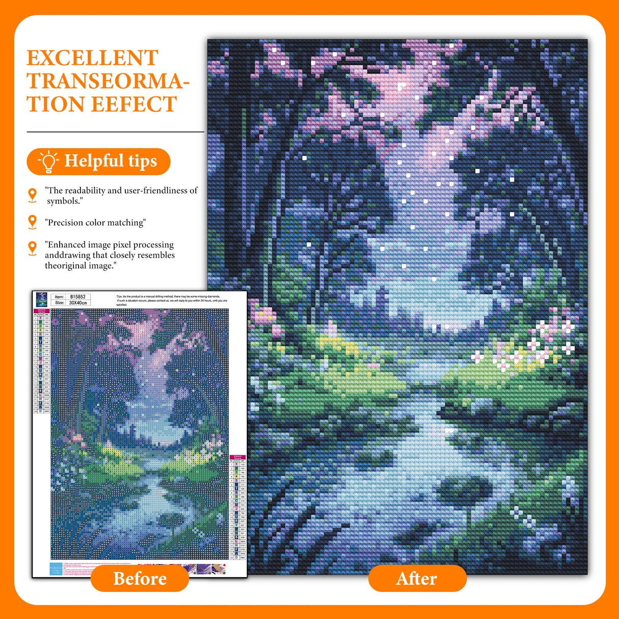 Offito Forest Diamond Art Kits for Adults, Fantasy Landscape Diamond Painting Kits for Beginners, DIY Full Drill Dots Gem Art Paint for Home Wall Decor 12 x 16 Inch Offito