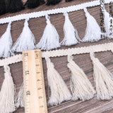 Yulakes 5 Yards Cotton Curtain Fringe Trim Quality Tassel Trimming Lace Fabric Ribbon Sewing Pom Trim Tassel Pompoms Trim Ball Fringe Embroidery Garment Fabric Handmade Accessory 7CM Wide (White) Yulakes