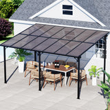 GDPFN 14' x 10' Gazebo, Outdoor Hardtop Pergola with Roof, Wall Mounted Lean to Gazebo, Large Heavy Duty Metal Awnings for Patio, Backyard, Deck… GDPFN