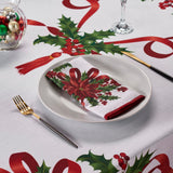 Kadut Christmas Ribbon Tablecloth (60 x 84 Inch) for 5 Foot Rectangle Tables, Heavy Duty Fabric, Stain Proof Xmas Ribbon Table Cloth for Harvest, Holiday, and Fall, & Christmas Dinner. Kadut