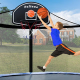 Alpcouts Trampoline Basketball Hoop, Basketball Hoop for Trampoline Fits for 25mm Straight Pole & Curved Pole, Trampoline Basketball Hoop Attachment with Protective Net,Mini Ball,Pump, Easy to Install Alpcouts