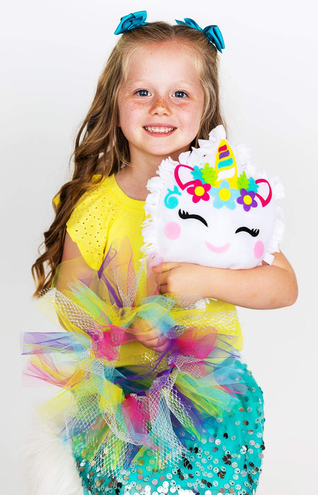 Ruckus Kids Unicorn Pillow Craft – DIY Cute Colorful Fleece Knot Pillow Kit – No-Sew Easy-to-Make Arts and Craft Kit for Kids– Unicorn Bedroom Decor Ruckus Kids