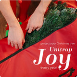 Handy Laundry Rolling Tree Storage Bag - For 7.5-Foot Artificial Christmas Holiday Tree. Zippered Bag, Carry Handles and Wheels for Easy Transport, Protects Against Dust, Insects, and Moisture (Red) Handy Laundry