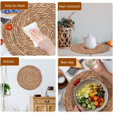 GENMOUS Woven Placemats Set of 10,12" Round Placemats Natural Water Hyacinth Boho Placemats,Farmhouse Rattan Chargers for Dinner Plates,Rustic Braided Wicker Table Mats for Dining Table,Home,Wedding GENMOUS & CO.