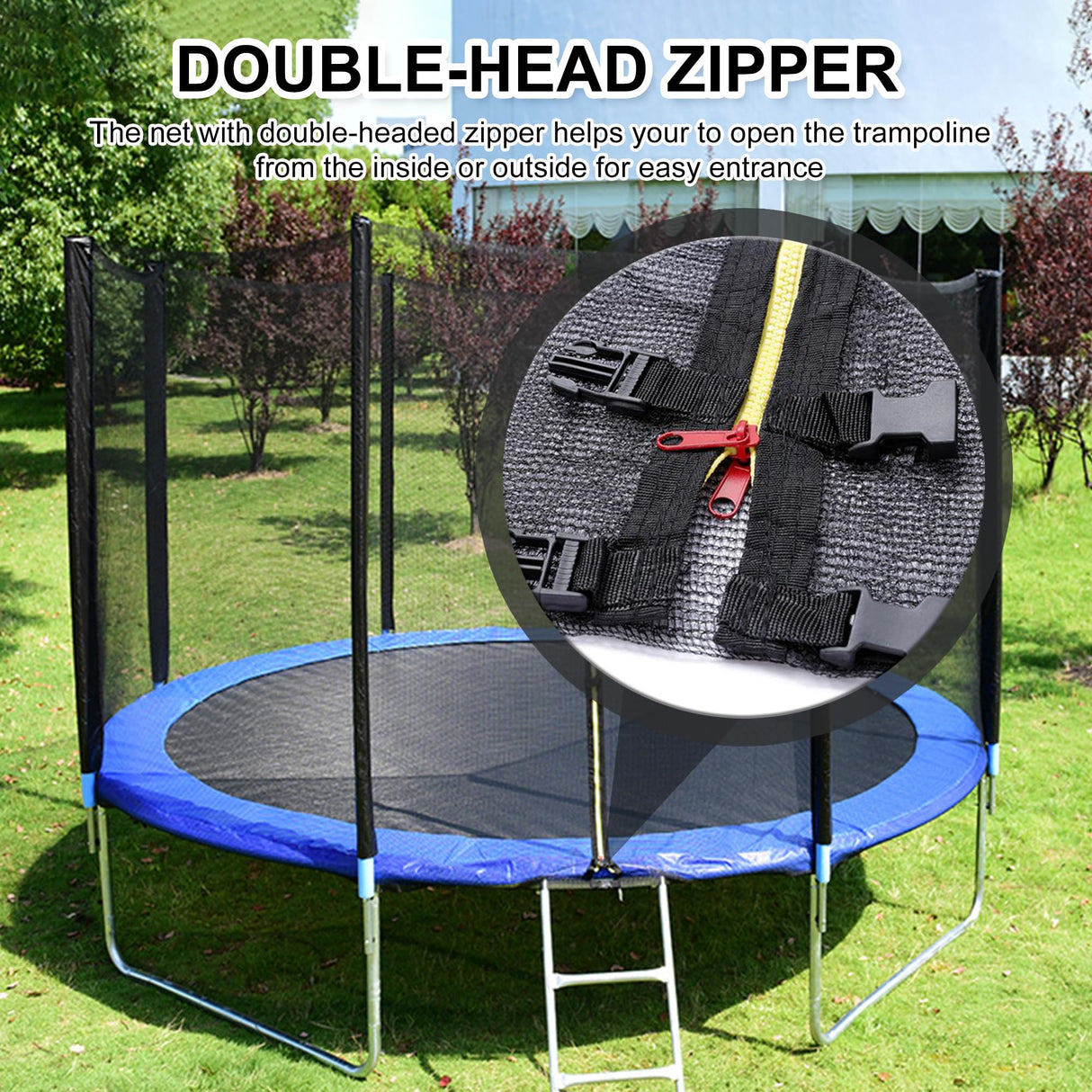 SUOGROLI Trampoline Safety Net, 4/4.6/5/6/8/10/12/13/14/16FT Garden Trampoline Replacement Fences, Kids Protective Net,244cm-6Poles-8ft,Black SUOGROLI