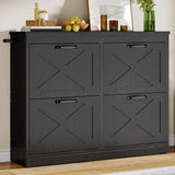 YITAHOME Shoe Cabinet with 4 Flip Drawers, Freestanding Shoe Rack, Shoe Organizer, Narrow Shoe Cabinet for EntryWay Hallway Living Room, Black YITAHOME