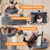 Yaheetech 68.5in Cat Tree Multi-Level Cat Tower with Large Cat Condo＆Cozy Perches Stable Pet Play House w/Sisal-Covered Scratching Posts＆Board for Indoor Cats, Dark Gray Yaheetech