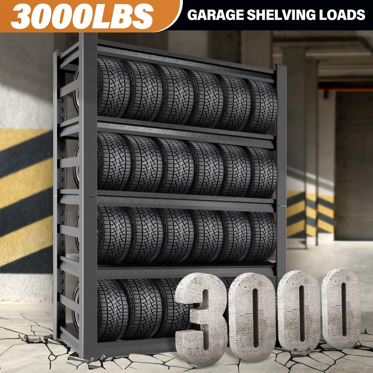 Garage Shelving,24"D x 48"W x 72"H Garage Storage Shelves 3000LBS Heavy Duty Metal Shelf Organizer Storage 5 Tier Adjustable Shelves for Industrial,Warehouse,Basement Garage Racks Tool Shelf Unit Bezuny