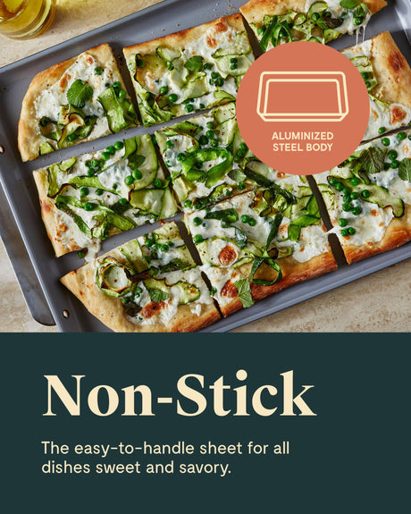 Caraway Non-Stick Ceramic Baking Sheet Duo - Naturally Slick Ceramic Coating - Non-Toxic, PTFE & PFOA Free - 18 x 13" Large & 15 x 10" Medium - Marigold Caraway