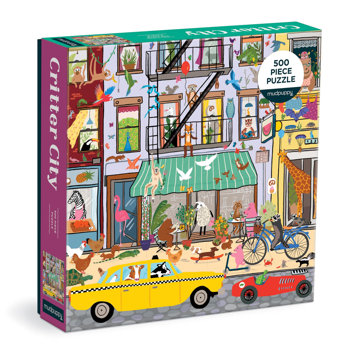Mudpuppy's Critter City 500 Piece Family Puzzle, Bold Illustrations of Your Favorite City Animals, Provides Hours of Puzzling Fun, Perfect for Ages 8+, Puzzle Image Insert Included Mudpuppy