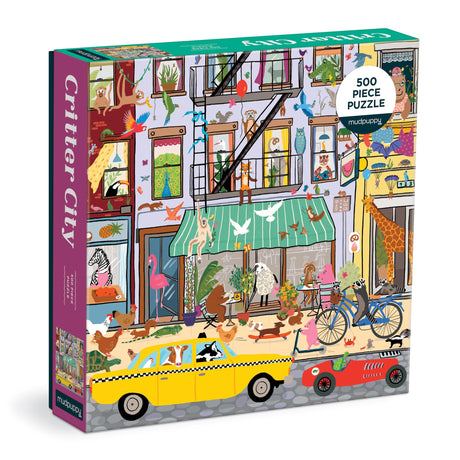 Mudpuppy's Critter City 500 Piece Family Puzzle, Bold Illustrations of Your Favorite City Animals, Provides Hours of Puzzling Fun, Perfect for Ages 8+, Puzzle Image Insert Included Mudpuppy