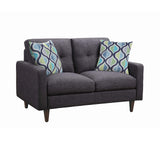 Coaster Home Furnishings - Watsonville - Wood & Fabric - Upholstered Tufted Loveseat with Track Arms, and Accent Pillows - Living Room - Gray - 552002 Coaster Fine Furniture