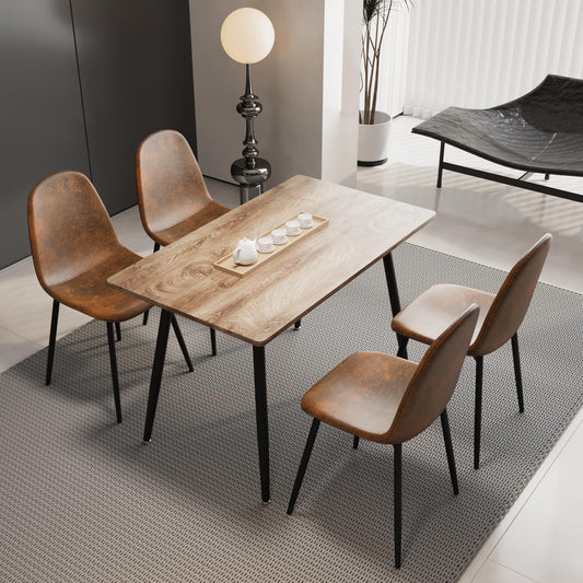 Small Dining Table Set for 4, 47'' Wooden Modern Dining Table and Chairs Set with 4 Dining Chairs, 5 Piece Wooden Dining Table Set, Rectangular Kitchen Table Set Small Spaces - WoodArtSupply