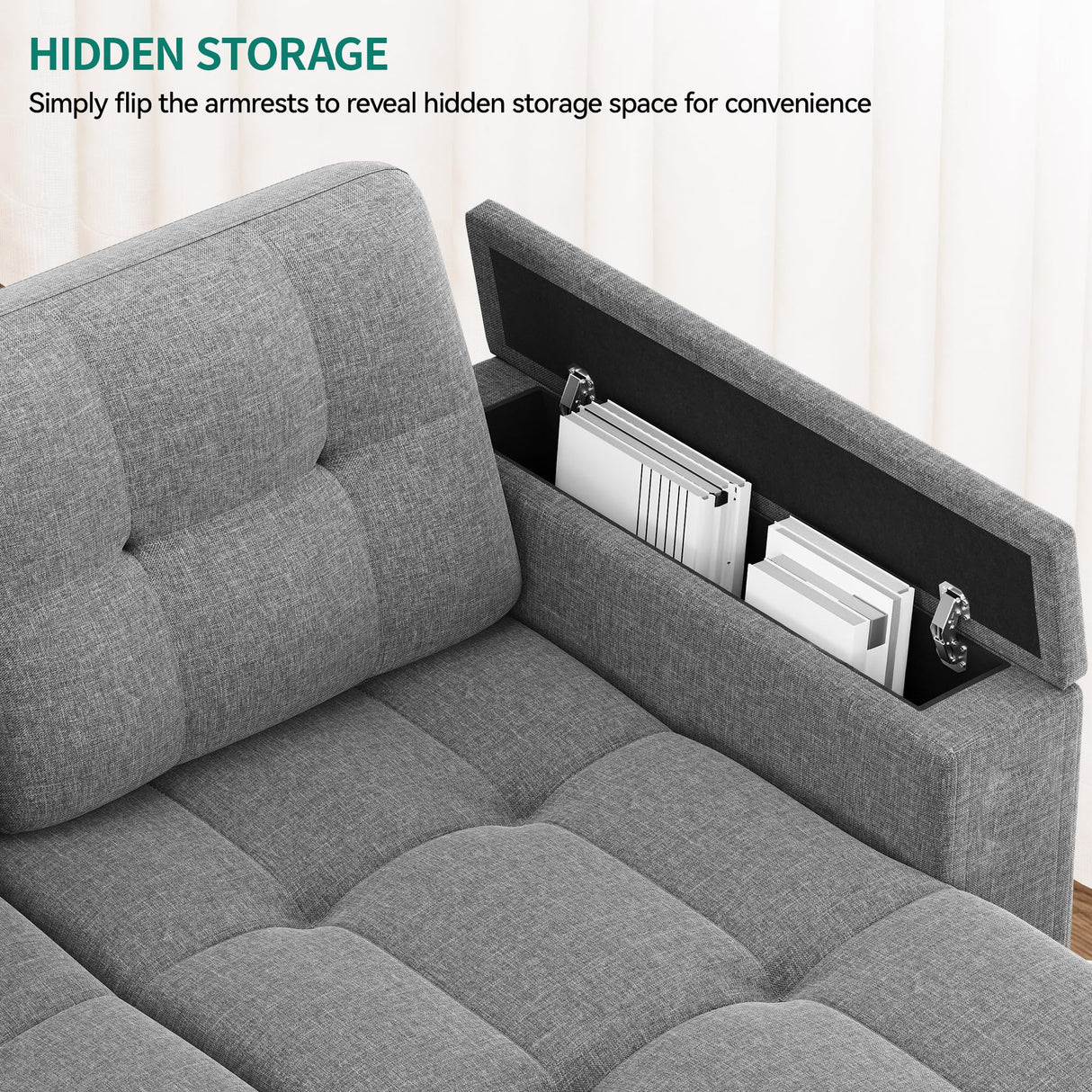 YITAHOME Sleeper Sofa, L-Shaped Sofa Couch w/Chaise & USB, 4-seat Fabric Convertible Couch Bed w/Pull Out Bed & Storage, Reversible Sectional Sofa for Living Room, Light Gray YITAHOME