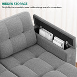 YITAHOME Sleeper Sofa, L-Shaped Sofa Couch w/Chaise & USB, 4-seat Fabric Convertible Couch Bed w/Pull Out Bed & Storage, Reversible Sectional Sofa for Living Room, Light Gray YITAHOME