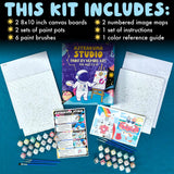 Astrakuma Studio Paint by Numbers for Kids Ages 8-12 - Cat Donut Painting by Number Kits with Pre Drawn Canvas Boards, Small Animals Paint and Sip Kit for Beginner Artist, Easy Acrylic Paint-By-Number Astrakuma Studio