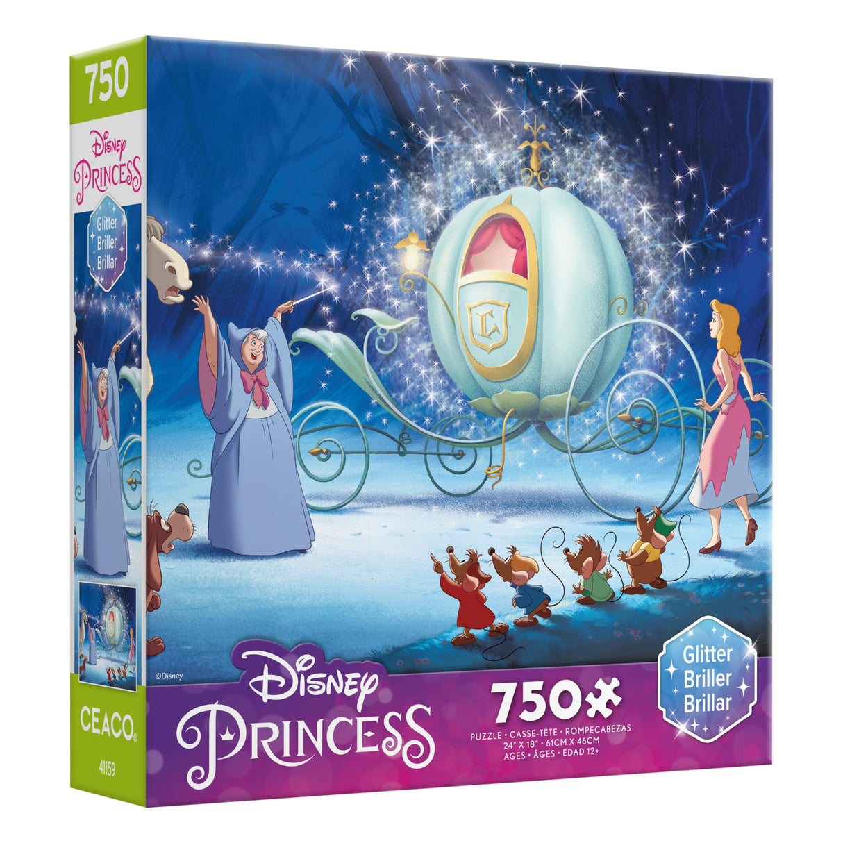 Ceaco - Disney Princess - Cinderella's Carriage - 750 Piece Glitter Jigsaw Puzzle Ceaco