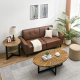 Oval Coffee Table for Living Room, Solid Wood Coffee Tables and Metal Legs, Mid Century Modern Coffee Table, Designed Home Furniture, Center Large Coffee Table, Brown Tea MIAUWUUFHOME