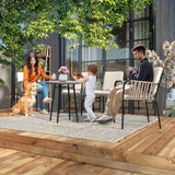 YITAHOME Outdoor Dining Chair Set of 4, All-Weather Rope & Rattan Woven Chairs, Indoor-Outdoor Armchair Seating for Patio, Backyard, Poolside, Balcony - Grey Rattan & Beige YITAHOME